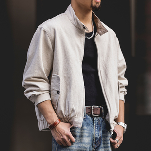 宽松大码 亚麻混纺G9哈灵顿立领夹克男士 2026春季 新款 外套 休闲工装