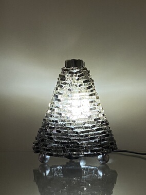 1950s法国中古灯具艺术设计再生玻璃台灯黑色圣诞树台灯