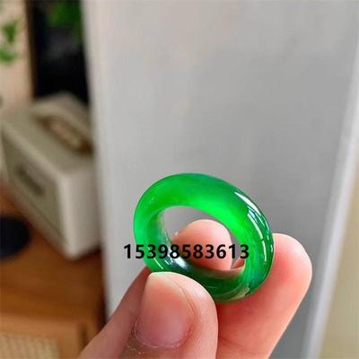 辣绿帝王绿玉石指环男女款戒圈