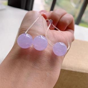 天然缅甸翡翠A货冰种淡紫罗兰色玉珠子散单珠配珠DIY配饰手串项链