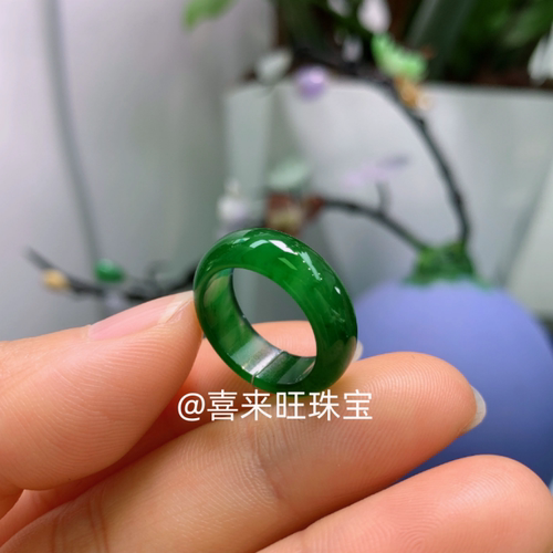 冰种祖母绿满绿辣绿玉石戒指指环