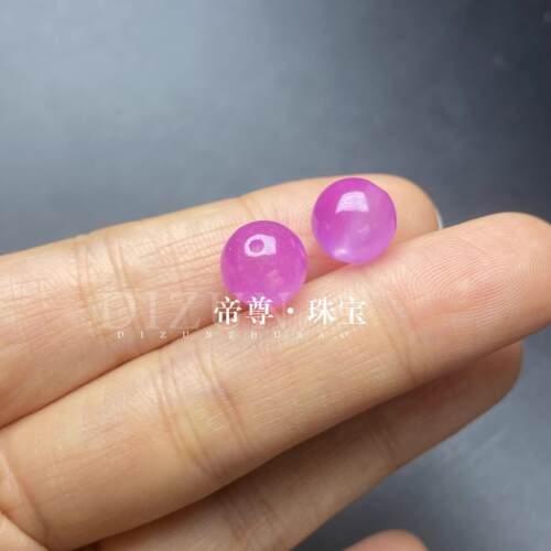 紫色冰种圆珠茄紫色单珠玉石散珠