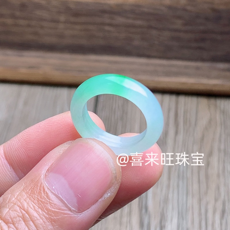 冰种白飘绿阳绿辣绿玉石戒指指环