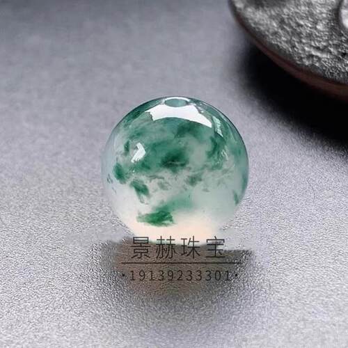 冰种蓝花单颗散珠玉石DIY配珠