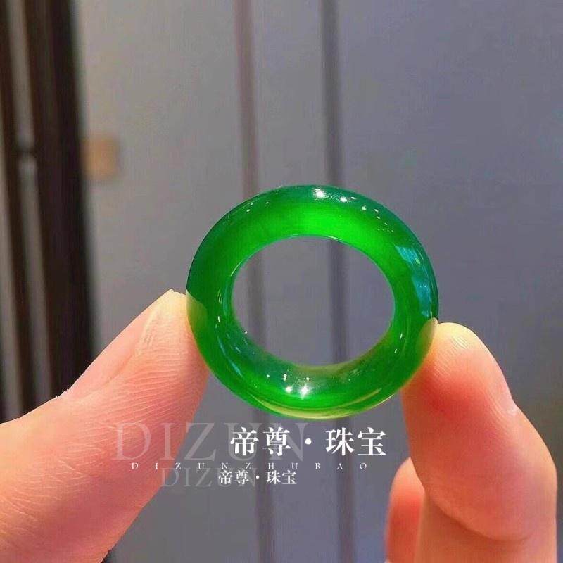 缅甸翡翠指环戒指高冰种满色阳绿吊坠戒圈正品玉石男女款