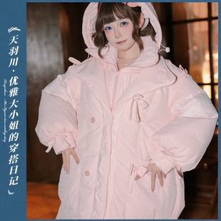 天羽川棉服原创西湖凝霜连帽棉衣保暖宽松女冬季 公主外套上衣百搭