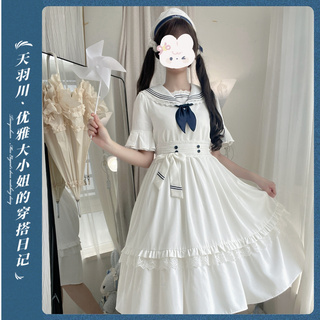 天羽川原创水手领连衣裙盛夏服学院风女裙子夏季jk制服千眸札记
