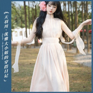 天羽川女气质无袖收腰连衣裙法式气质高端精致长裙子小众设计新款