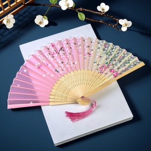 儿童舞蹈扇 古风折叠扇子动漫女式 国风古典折扇日式 樱花小扇子
