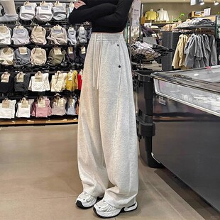 宽松垂坠感慵懒休闲阔腿运动裤 窄版 2025新款 子女秋冬季 轻弯刀卫裤