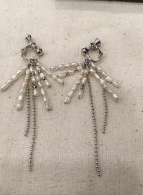 kari show手工串珠珍珠流苏耳环