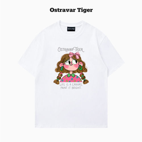 Ostravar Tiger潮牌新款2026夏秋慵懒风宽松纯棉短袖女重磅t恤