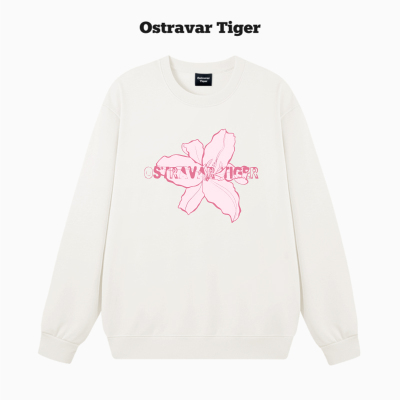 专柜新款 Ostravar Tiger美式2025秋冬情侣圆领无帽男女卫衣外套
