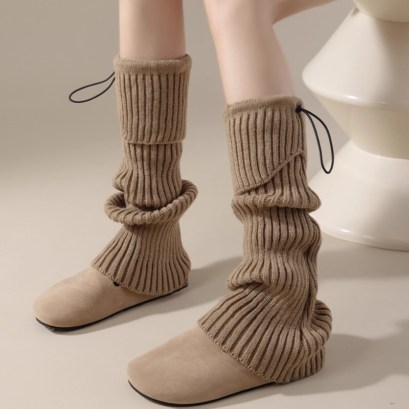 秋冬针织堆堆袜套女保暖显瘦小腿袜套y2k辣妹翻边防滑中筒堆堆袜