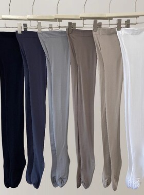 80D中厚黑丝袜天鹅绒带脚型防勾丝连裤袜女春秋深灰色打底袜白色