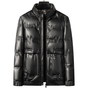 冬季海宁头层绵羊皮真皮皮衣男短款立领真皮羽绒服皮夹克加厚外套