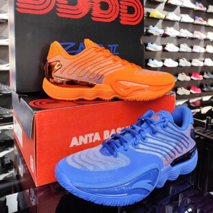 安踏瞬息2氮科技专业实战篮球鞋男气垫减震软底蓝橙配色运动鞋