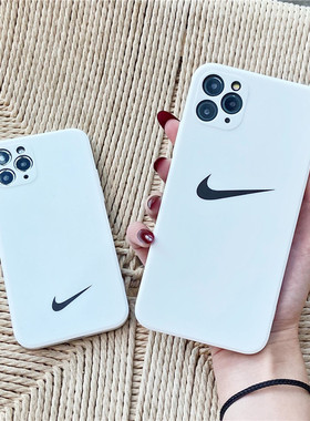 白色方形16适用苹果11pro max手机壳17nike8plus潮男女xs/xr全包软12勾勾防摔x潮牌TPU软ins保护套15超薄直边