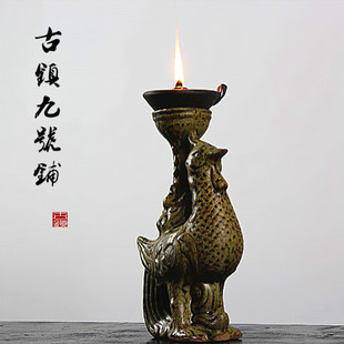 仿古油灯陶瓷烛台摆件 复古老式油灯盏古代烛台影视拍摄道具装饰