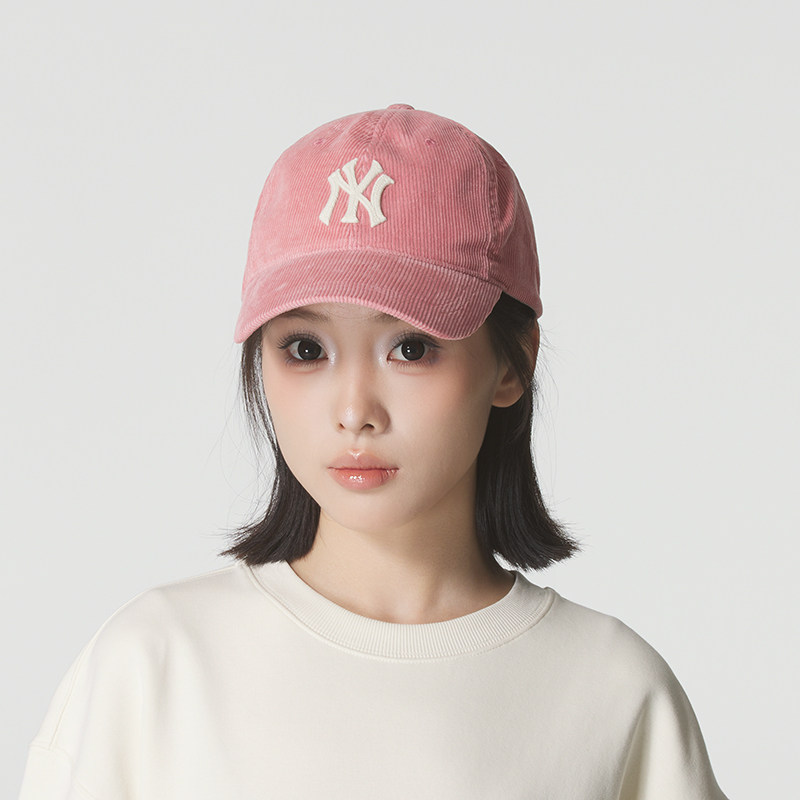 MLB专柜新款帽子洋基队NY灯芯绒男女秋冬弯檐鸭舌运动棒球帽CPWC1
