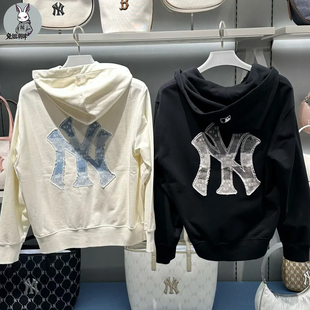 MLB外套专柜26新款NY男女情侣时尚仿牛仔老花拉链连帽卫衣TRM02