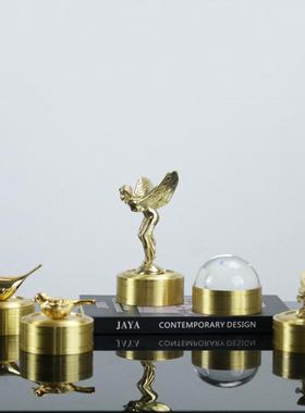 轻奢创意收纳小首饰品盒铜色手工北欧式新中山婚礼品玄关摆件