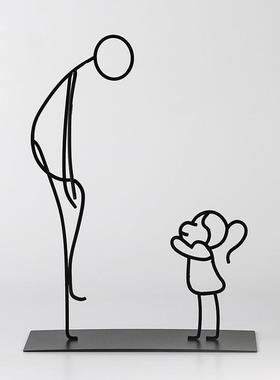 现酒代极金创简意属FSG铁线人物摆件样板间店前台时尚艺术抽象装