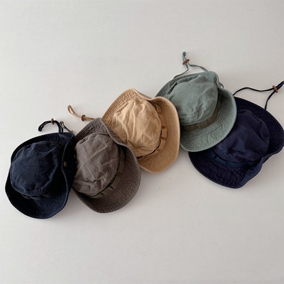 儿童帽子男童户外大帽檐渔夫帽