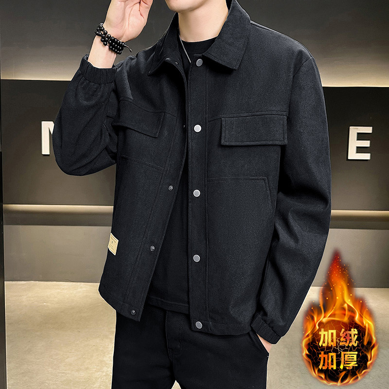 工装外套男秋冬季加绒夹克潮2025新款二棉连帽男士休闲宽松棉衣服