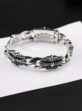 CH克罗伈泰银守护者长十字花手链情侣欧美朋克嘻哈潮男女百搭手环