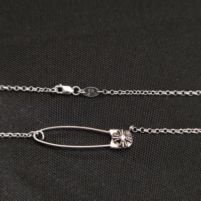 CH克罗伈925纯银别针镶钻项链欧美朋克嘻哈个性时尚情侣潮锁骨链