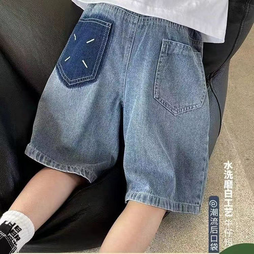 夏季新款儿童绣花牛仔短裤