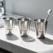 一家四口漱口杯情侣牙缸女儿童洗漱杯 304不锈钢防霉刷牙杯子家用