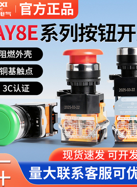 德力西LAY8E-11BN按钮开关快速装卸按压式带自锁停止启动自复位