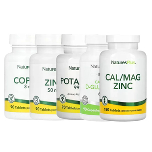 NaturesPlus钙镁锌铜铁碘钾KalmAssure甘氨D-葡萄糖柠檬酸镁粉钙