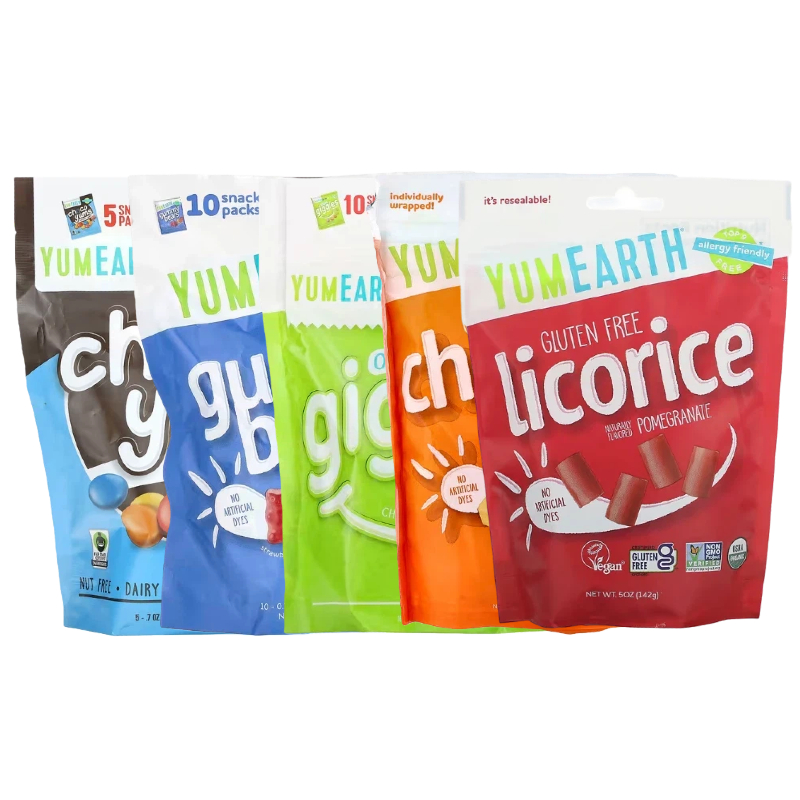 YumEarth有机无麸质甘草谷蛋白小熊水果巧克力软耐咀嚼片糖果零食
