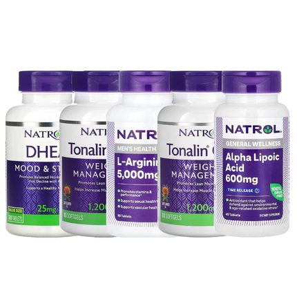 Natrol硫辛酸缓释CLA共轭亚油酸L-精氨酸DHEA脱氢表雄酮5羟色氨酸
