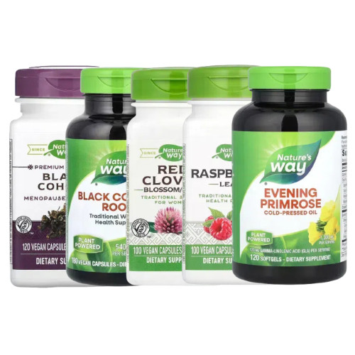 nature's way红三叶月见草EstroSoy冷榨CranRx油Urinary女性Tract