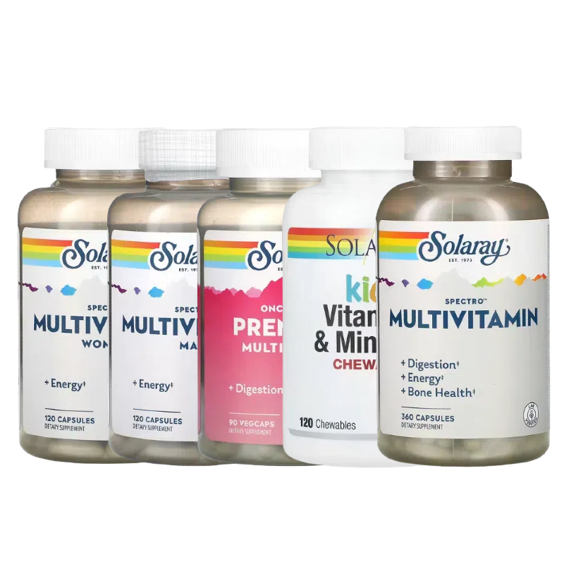 Solaray男性女士Spectro复合Two能量Daily多维生素矿物质Provide