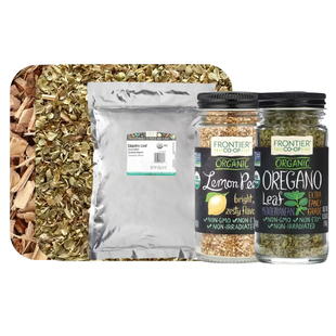 Frontier Co-op有机剪切和过筛白柳树皮地中海牛至马郁兰叶柠檬皮