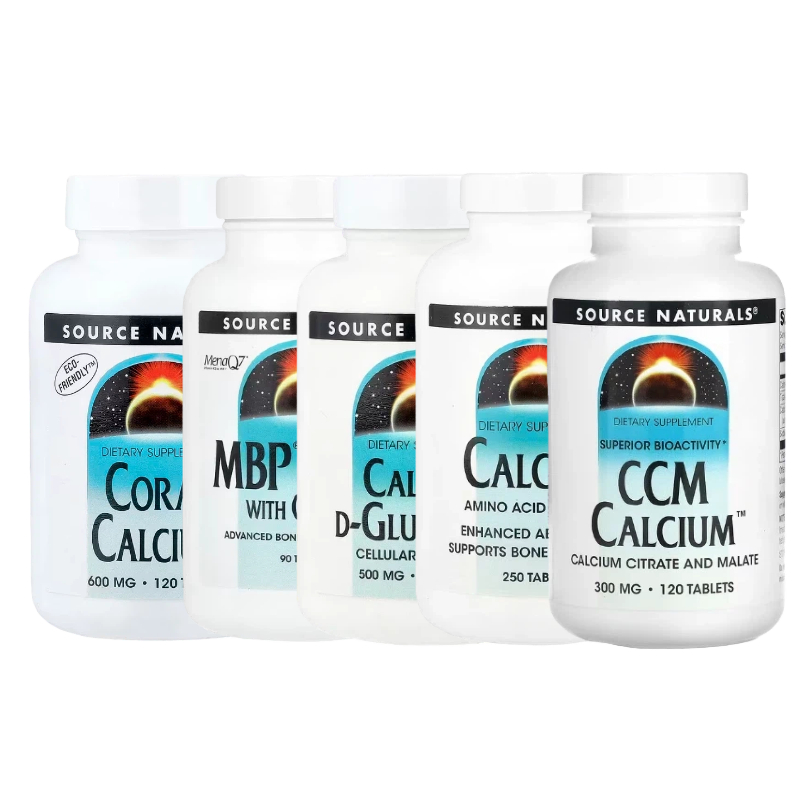 Source Naturals珊瑚D-葡萄糖酸MBP羟基Osteo磷灰石CCM钙粉胶囊片