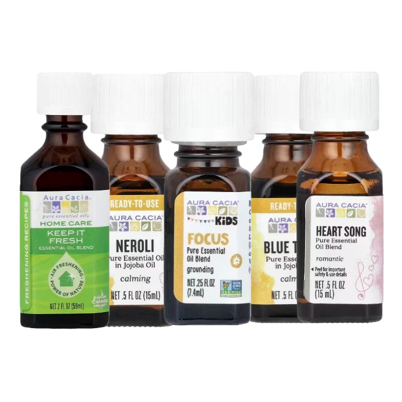 Aura Cacia全精油载于荷荷巴油中橙花奥图玫瑰檀乳香蓝色艾蜡菊味