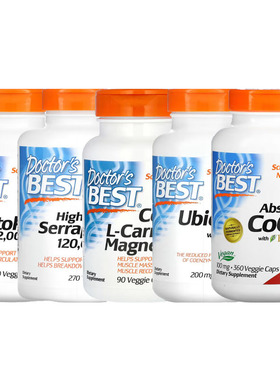 Doctor s best辅酶Q10含胡椒碱肉碱泛醇含kaneka舍雷肽酶纳豆激酶