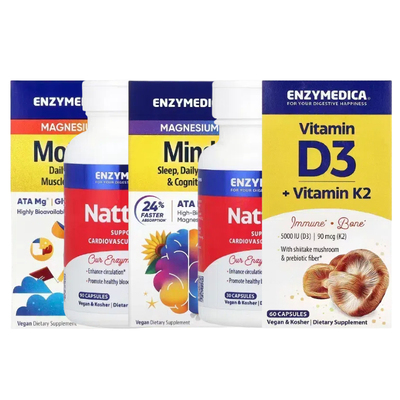 Enzymedica纳豆激酶Natto-K维生素K2镁Mind运动D3 Cardiovascular
