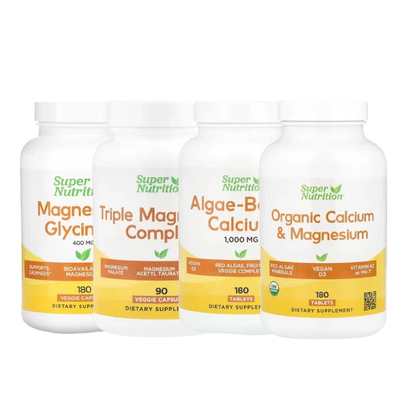 Super Nutrition有机钙镁加D3和K2三重镁复合物甘氨酸镁藻基钙