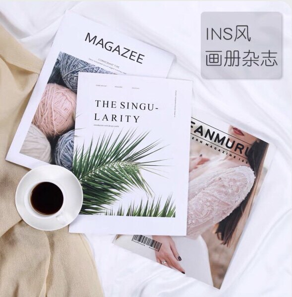 ins英文杂志画册拍照道具书 淘宝美食服装内衣摄影拍摄摆拍背景纸