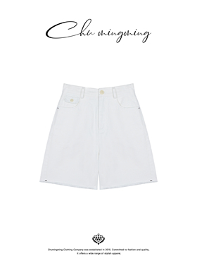 CHU楚妞[朵卷]天丝棉休闲短裤2026夏季新款女白色百搭显瘦裤子