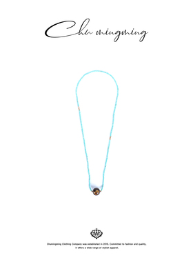 CHU楚妞溶洞珠串项链复古蓝色石头串珠锁骨链百搭小众脖颈链女款