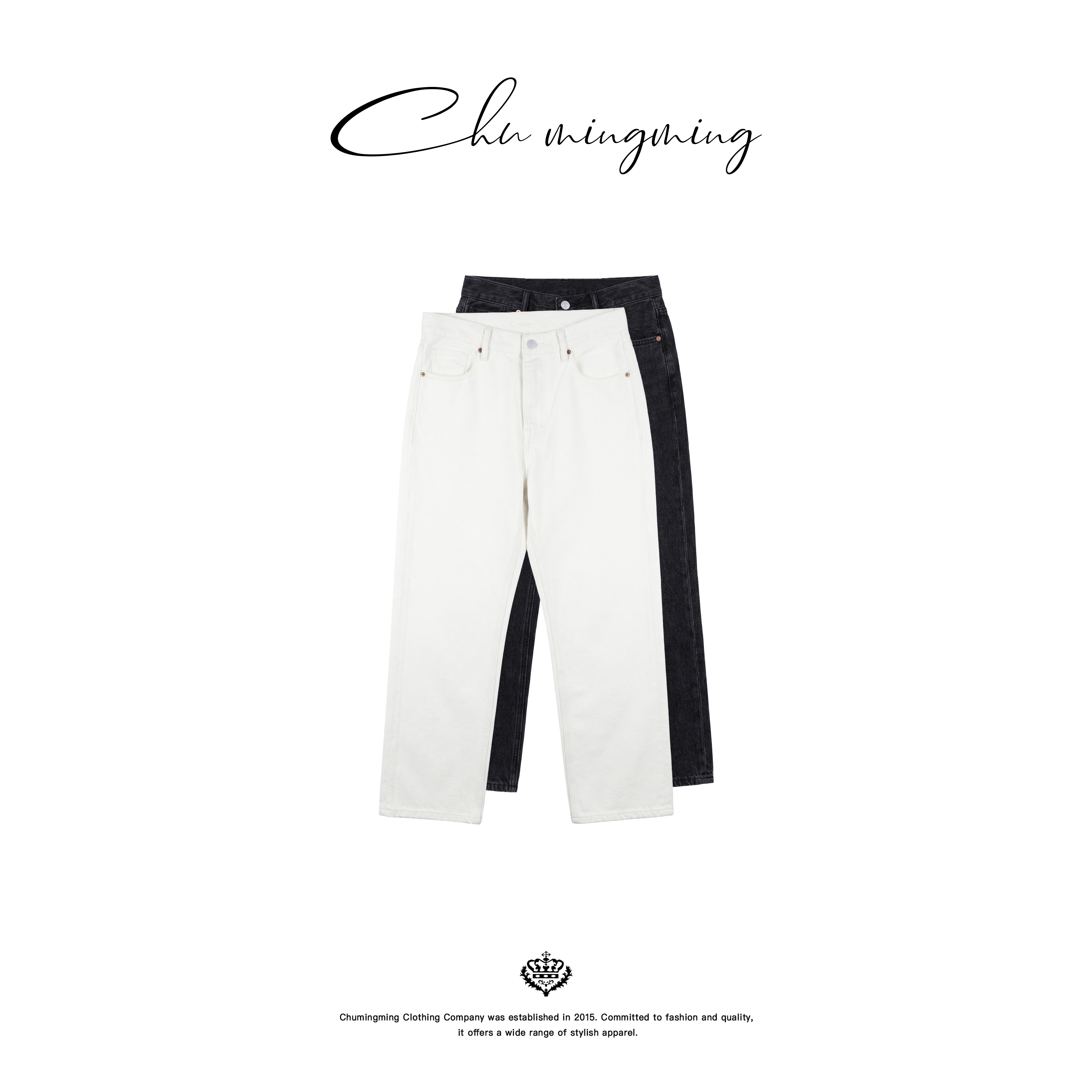 CHU楚妞[赛络]TR同源精纺棉休闲九分裤2026春季新款女直筒牛仔裤