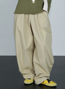 CHU楚妞[南非三代]棉麻混纺缩褶休闲长裤2026夏季新款女阔腿裤子